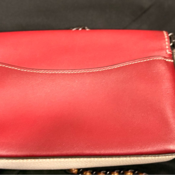 Coach 1941 Dinky 20215 Red & Ivory Turnlock Crossbody Woven Chain Link Strap - Picture 9 of 10
